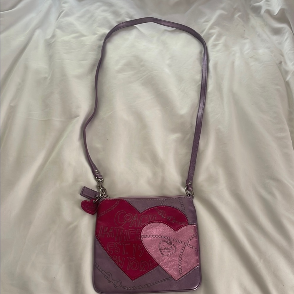 Coach cross body purple metallic purse